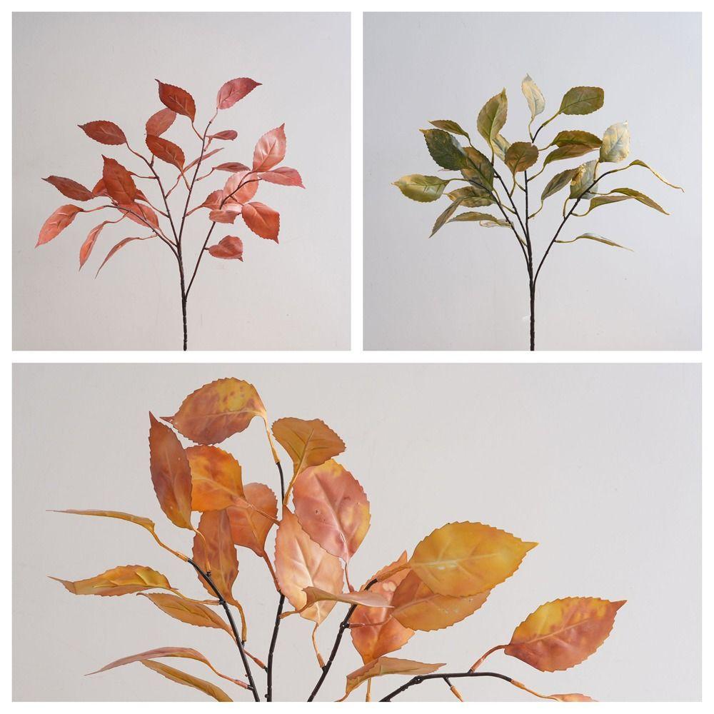 Luxury Simulated Flowers Lifelike Fake Persimmon Leaves  Outdoor Garden Decor