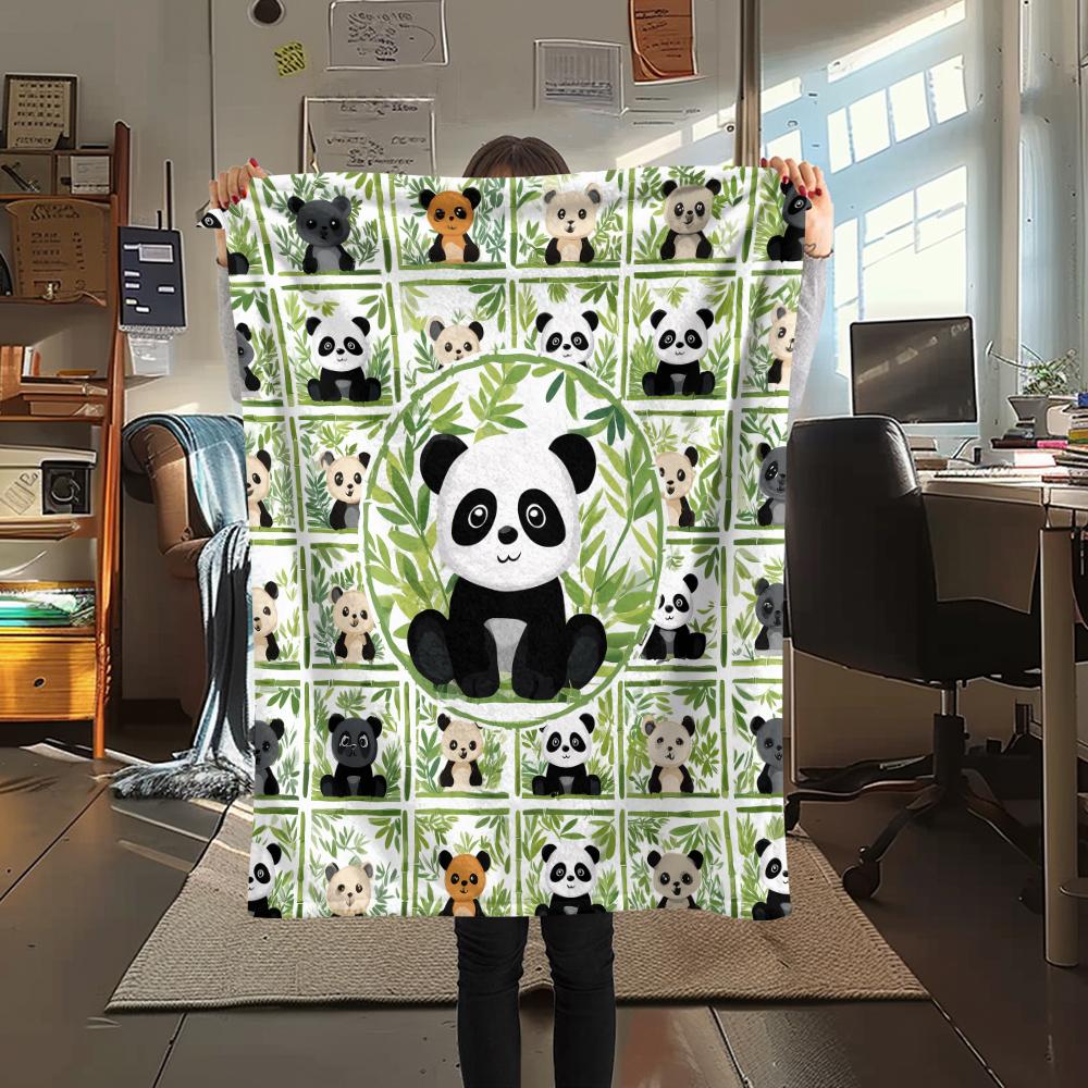 Panda Pattern Flannel Blanket, High Quality Comfortable for All Seasons, Home Decor, Warmth and Comfort, Perfect for Gifts.