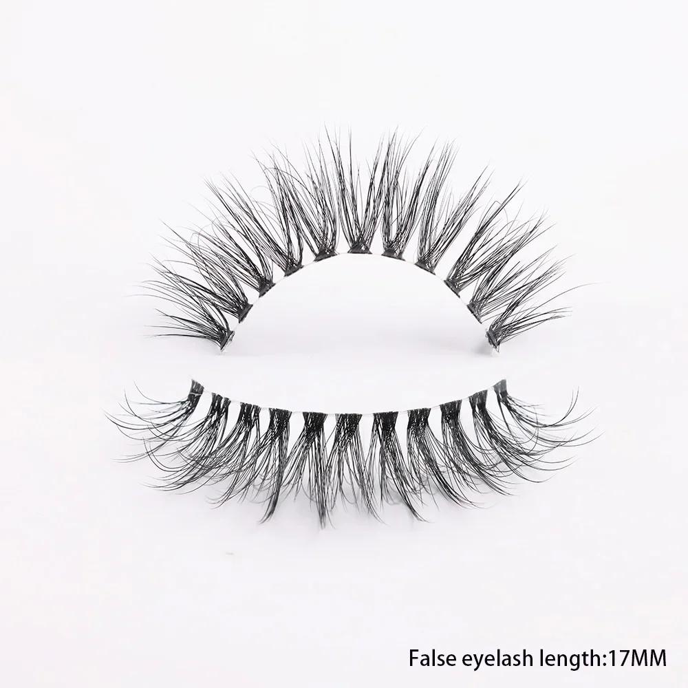 Clear Band Eyelashes Natural Fluffy 3D Mink Lashes D Curl Volume Wispy False Eyelashes With Clear Band Soft Reusable Lashes