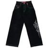 Streetwear JNCO jeans Y2K hip-hop cartoon pattern loose black pants men's and women's wide-leg pants wholesale