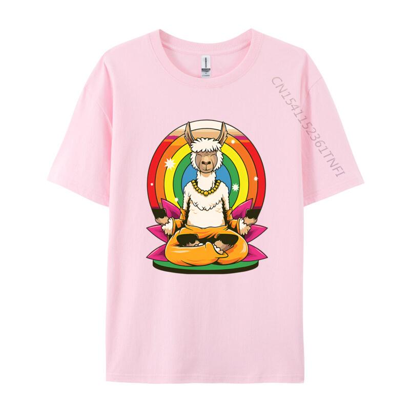Llama Yoga Llamaste Animal Yogi Pose Tshirts Retro Style Tshirt Premium Cotton Design New Tops Tees Discount Tops  Tees