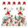 Christmas Treat Bags Plastic Clear Xmas Candy Bags with Pull Bow