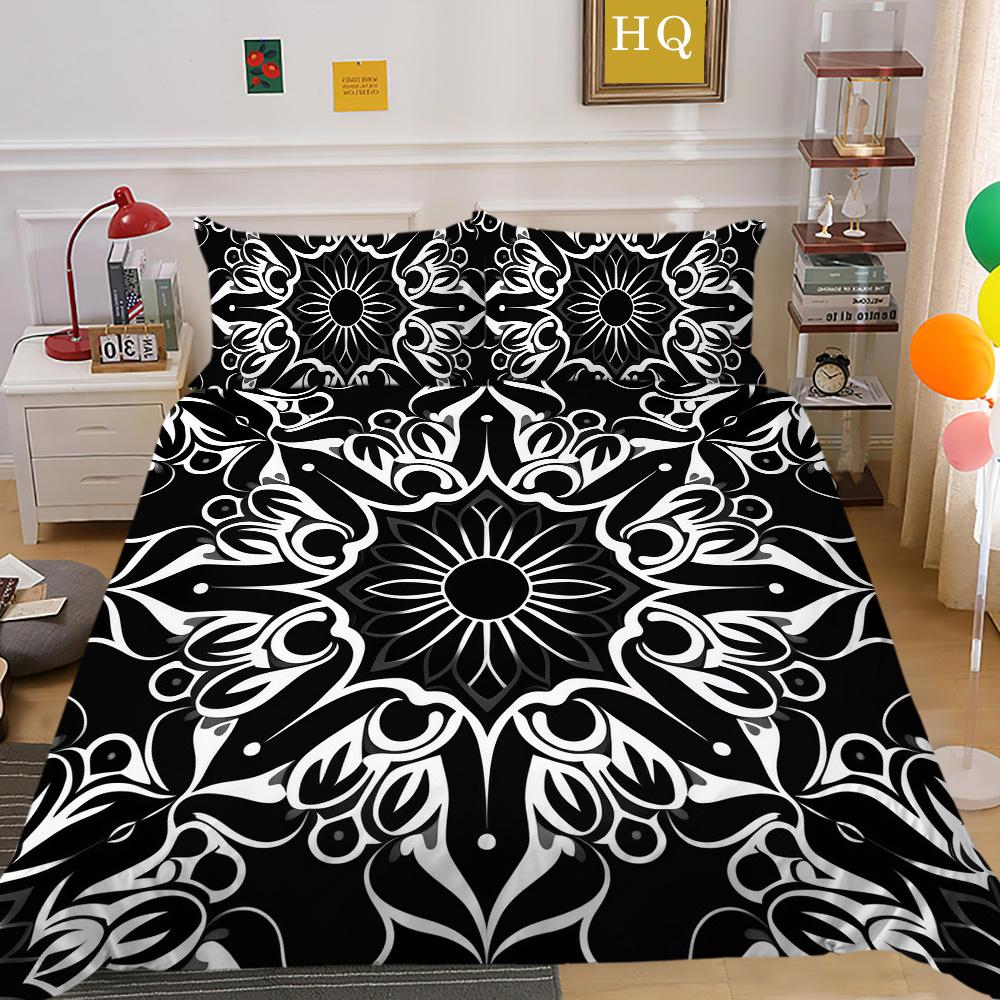 Zestaw poszewek na kołdrę 3D w kolorze czarnym Paisley King Size Home Textiles Girl Bedspread Luxury Bedding Cover Set