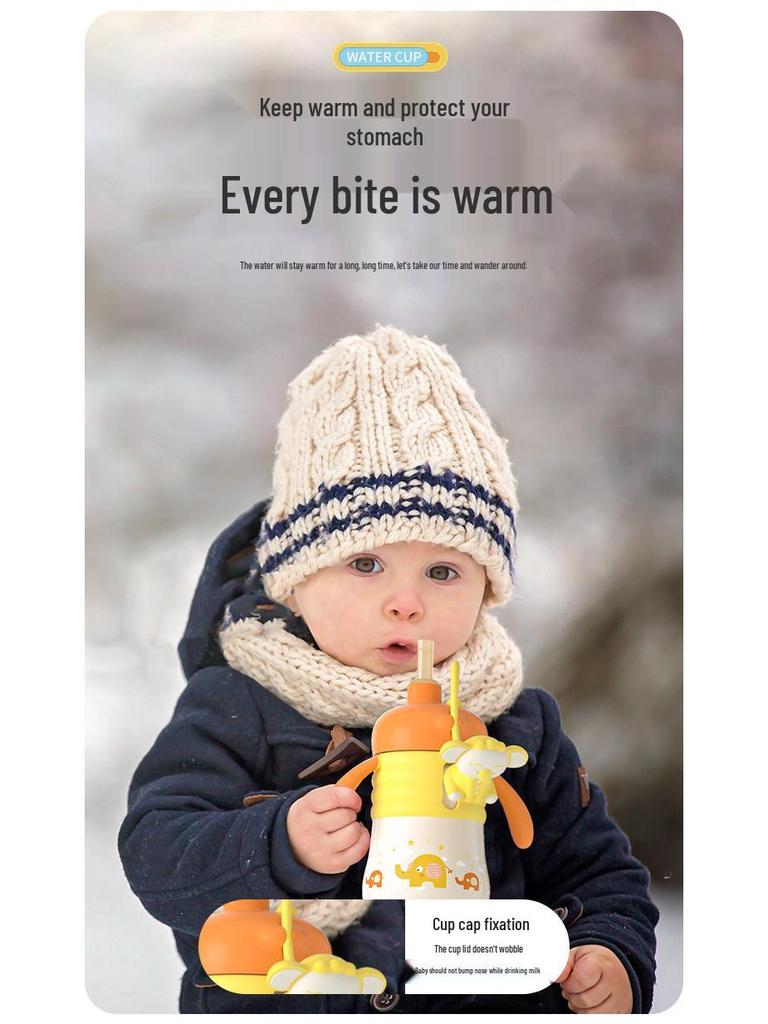 Niedlicher Haustier-Milchbecher: Babyflasche aus Edelstahl 316 mit Strohhalm für Kinder – Ideal für Milch und Haushaltsgebrauch