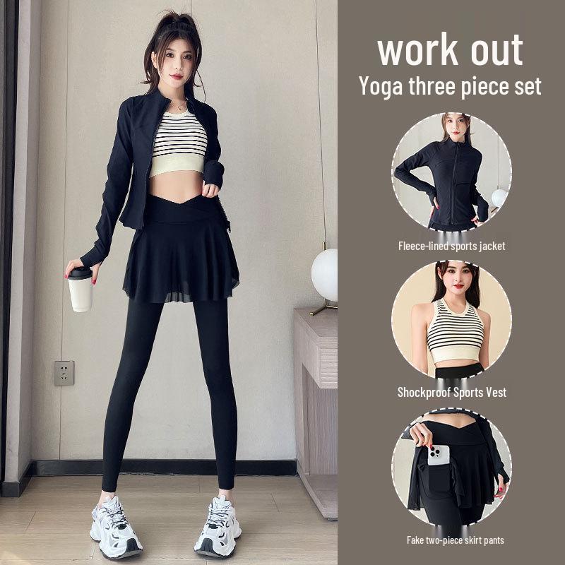 Women's Autumn/Winter 2024 Velvet-Lined Yoga Jacket and Sports Set: Professional Long Sleeve Running and Cycling Suit