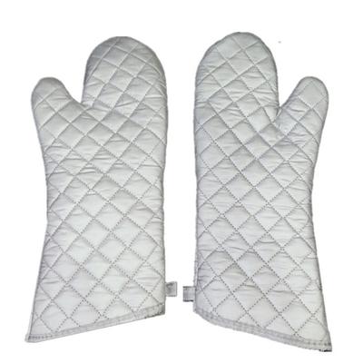 1pair Oven Mitts Kitchen Oven Gloves High Heat Resistant Long Oven Mitts Anti-scalding Silver Cloth Gloves