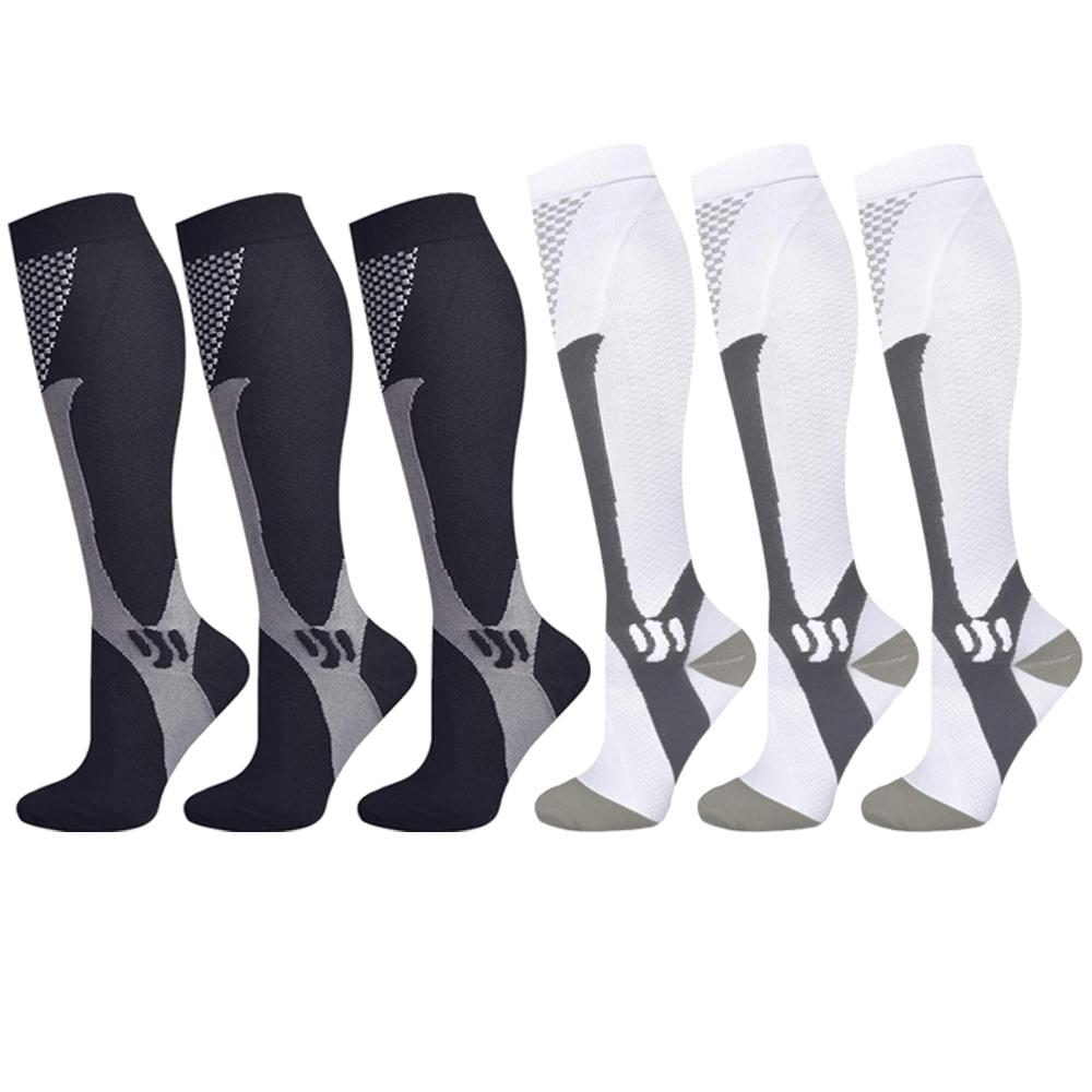 6Pairs New 20-30Mmhg Compression Socks High Stockings For Men & Women Sports Marathon Cycling Football Varicose Veins Eu35-45