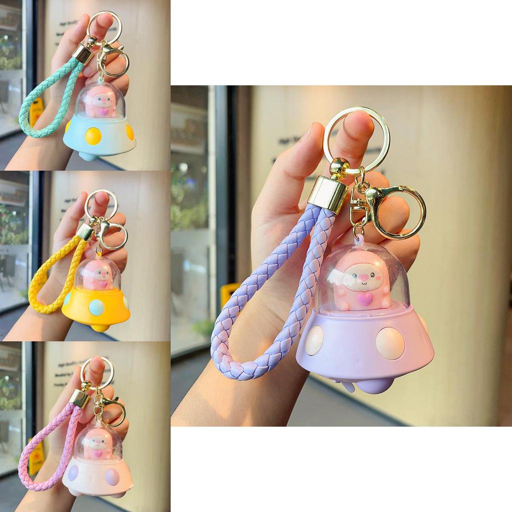 Adorable Pig Projection Keychain Cute Multicolor Plastic Key Accessory Gift
