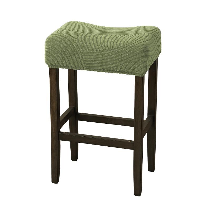 

Jacquard Bar Stool Cover Removable Square Counter Height Stool Slipcover Stretch Bar Chair Seat Protector for Home Kitchen Pub 2PCS