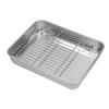 Roasting Pan and Rack Set Stainless Steel Easy Clean Rectangular Roaster with Rack for Cooking Baking23.5x17.5x5cm