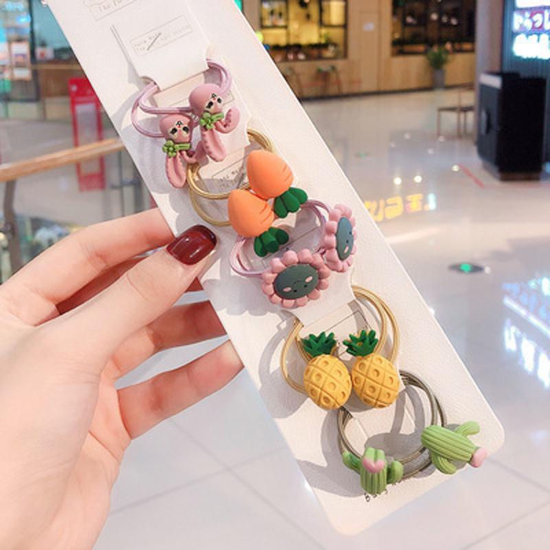 10Pcs/Set Girls Cute Cartoon Animal Rubber Band Elastic Hair Bands Children Headwear Hair Accessories Kids Headband Ornaments