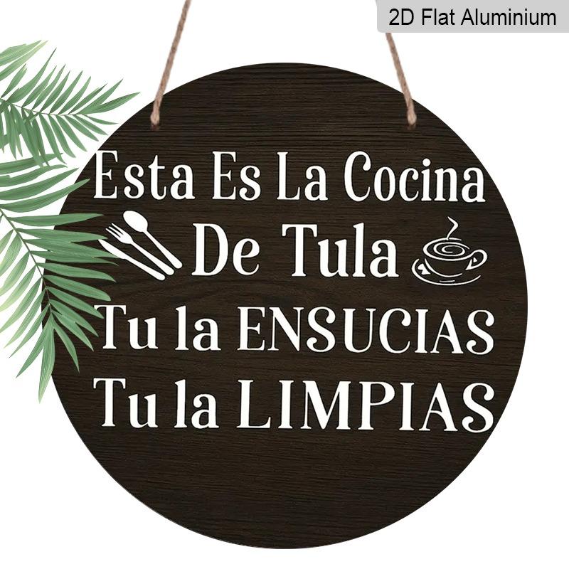 

2D Flat Retro Aluminum Wall Decorations in Various Sizes. Fun Spanish Round Signs, Humorous Kitchen and Home Decor, Ideal for Home Décor and Gifts 20*20cm