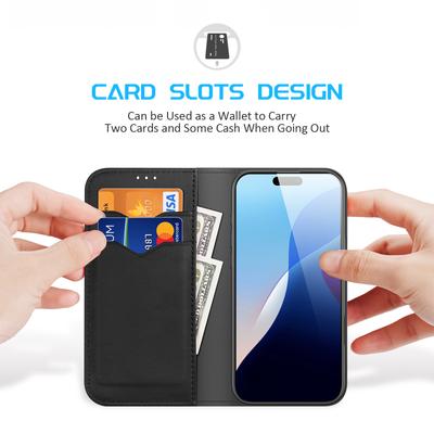 DUX DUCIS Hivo Series for iPhone 16 Pro Max Case Cowhide Leather RFID Blocking Wallet Cover