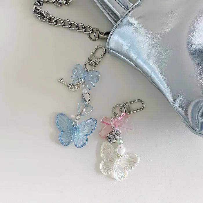 Jewel Butterfly Keyring 2 Colors Phone Accessory Keychain Bag Charm