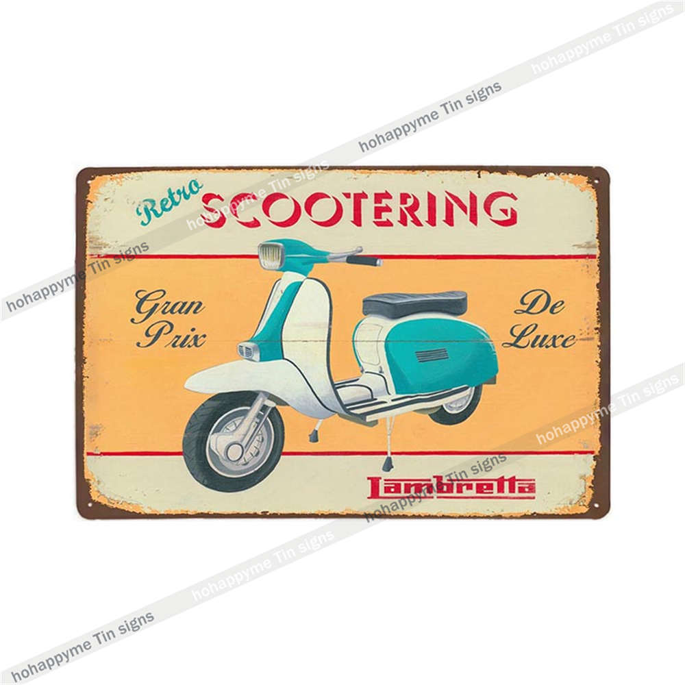 Lambretta Motor Vintage Metal Sign Plaque Decoration Motorcycle Garage Bar Wall Art Poster Plate Home Decor 20x30cm