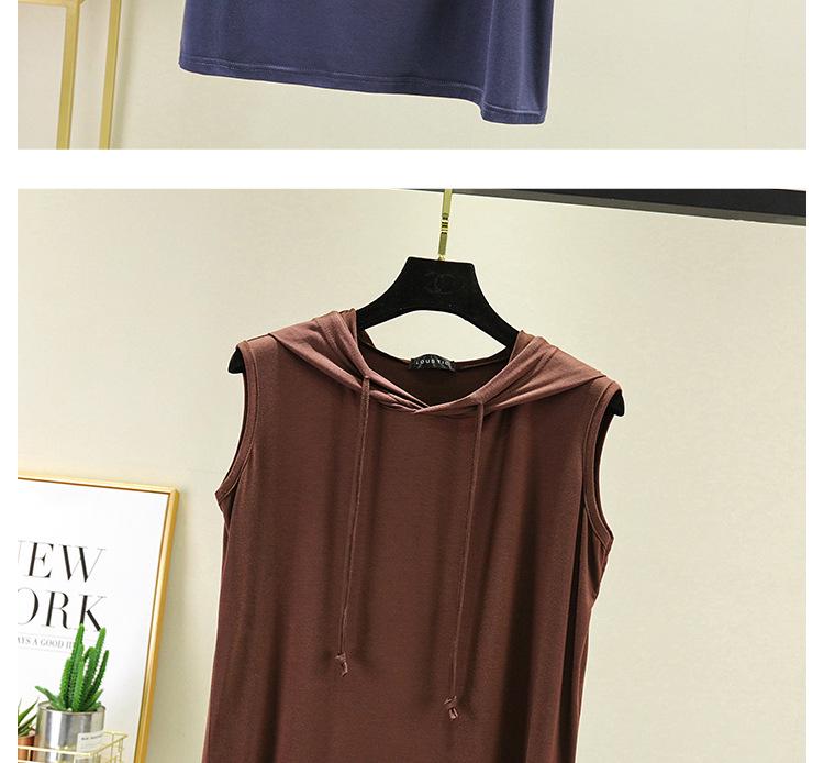 Spring Summer Women's Sleeveless Modal Vest Hooded Sweatshirt - Plus Size Slimming Loose Fit