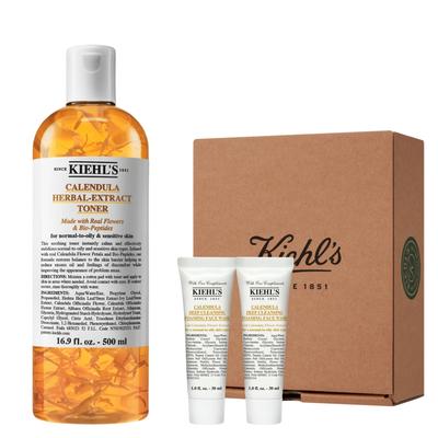 Calendula Herbal-Extract Alcohol-Free Toner 500ml Set (+Calendula Deep Cleansing Foaming Face Wash 60ml Gift)