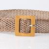 Women's woven belt Wood color square buckle decorative jeans belt Simple fashion dress belt
