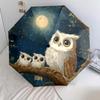 Owl  Pattern, Automatic Folding Umbrella, Portable and Foldable Design, 8 Ribs, a Christmas or Birthday Gift.