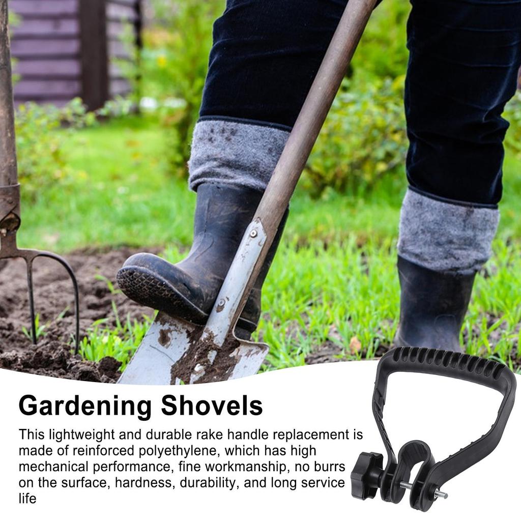 Metal D Grip Shovel Handle Replacement Universal Spade Handle with Quick Clamp for Snow Shovel Garden Rake Tool Repair Parts