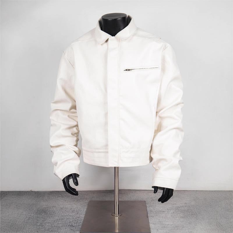 

EastRogue Ретро мотоциклетный стиль, уникальная и свободная куртка из ПУ кожи для мужчин и женщин, повседневная и модная уличная одежда. XL белый