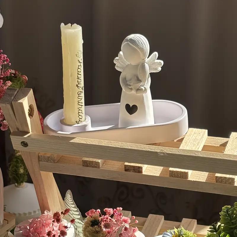 Στερεοσκοπικό 3D Κηροπήγιο Άγγελος με Φτερά Άγγελος που Προσεύχεται Κρατώντας Αγάπη Κρατώντας Αστέρι Άγγελος Γύψος Σιλικόνης Καλούπια Διακοσμητικά