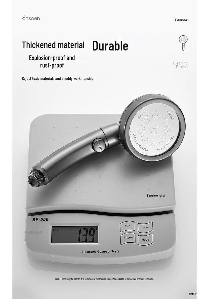 Adjustable Pressurized Elbow Booster Shower Head Faucet for Strong Water Flow