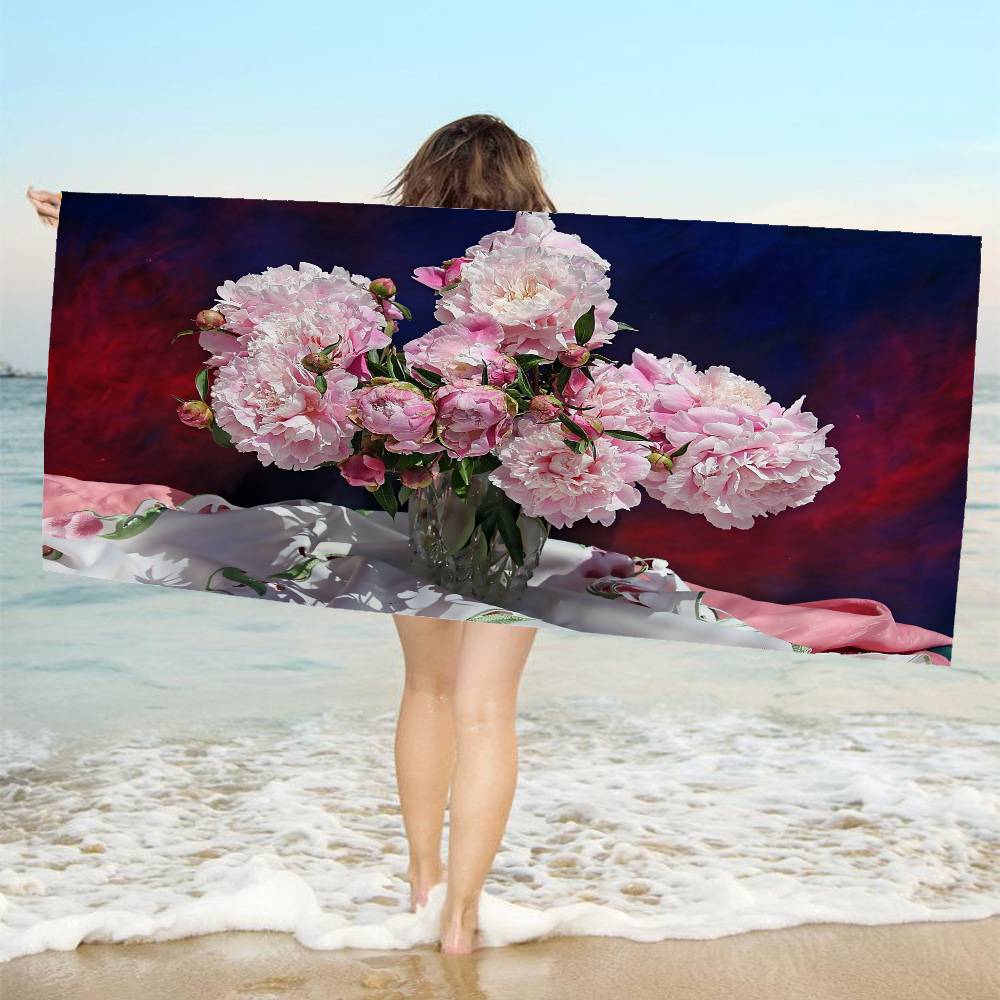 Fiori di Peonia Petalo Soffice Grandi Asciugamani da Spiaggia in Microfibra Asciugatura Rapida Asciugamano Asciugamani da Spiaggia Sabbia Asciugamano per Piscina per Viaggio Costume da Bagno Piscina Yoga