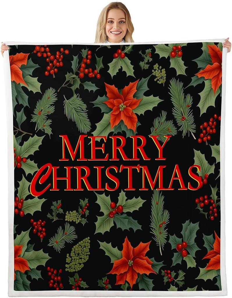 Santa Claus Blanket for Boys Girls Kids Super Soft Warm Pink Bowknot Sherpa Fleece Blanket White Snowflake Throw Blankets Grid
