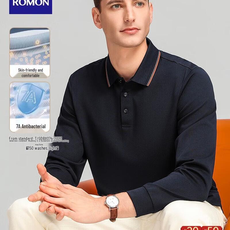 Romons Men s Long Sleeve Polo Shirt 3XL