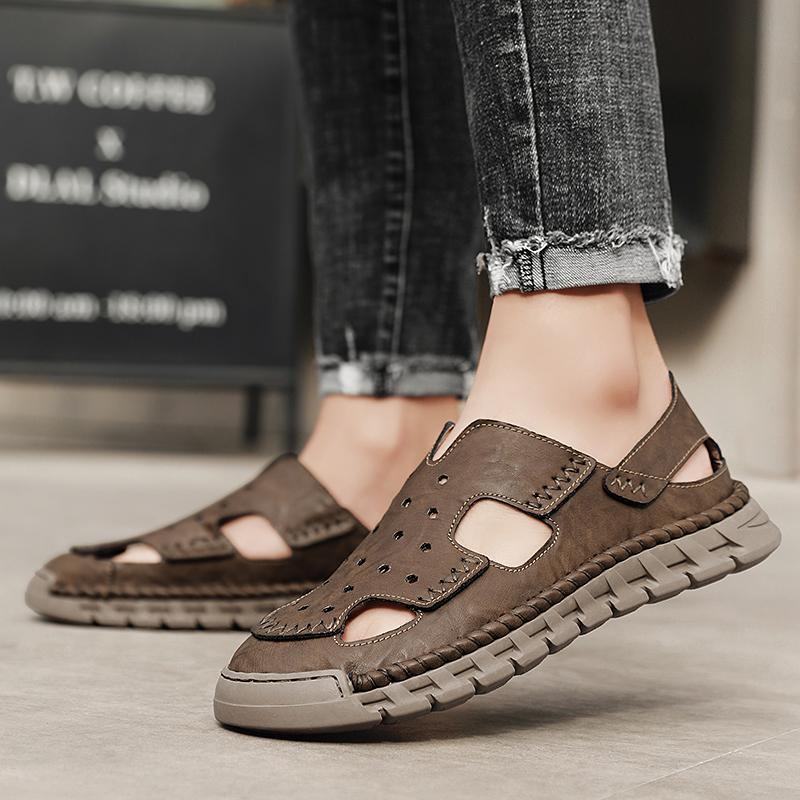 Casual Shoes Men Sandals Real Leather Outdoor Mens Summer Sandals Fashion Comfortable Soft Sandals Plus Size 48 Handmade Leather