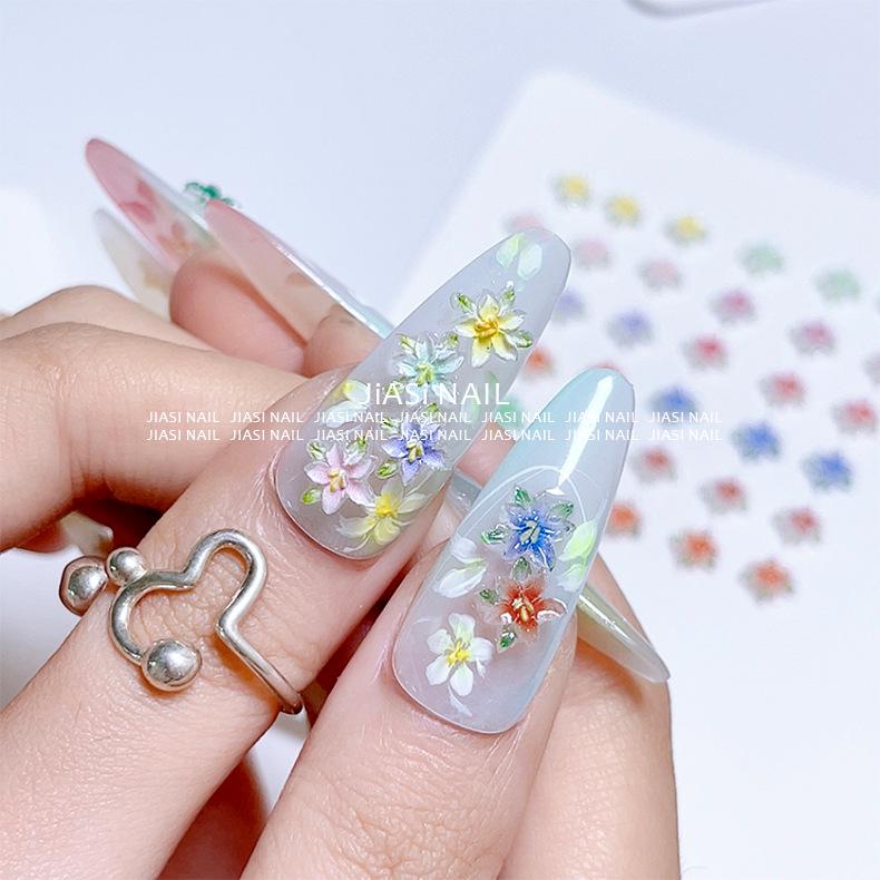 3D Five-Petal Translucent Flower Nail Art Rhinestones