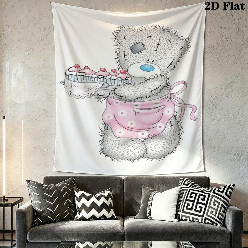 Tatty Teddy Wall Tapestry Aesthetic Wall Hanging Printed Fabric Blanket Decorative Tapestries for Bedroom Living Room Home Decor