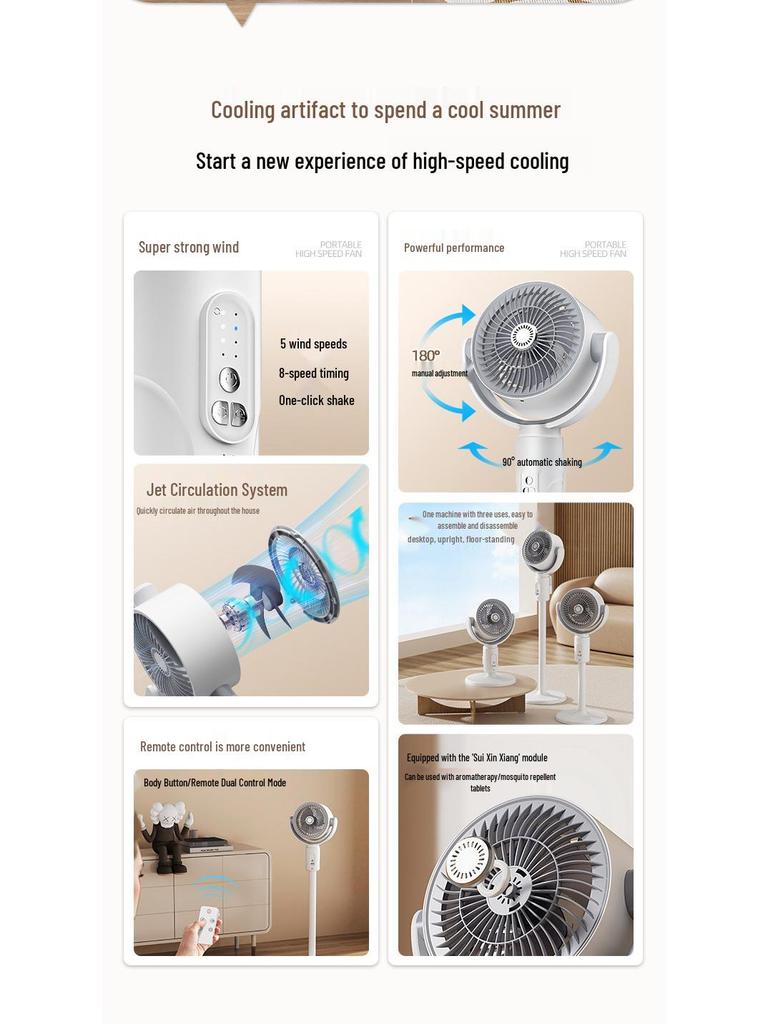 USB Rechargeable Night Light Fan with Smart Remote, Timer, Oscillation, and Long Battery Life