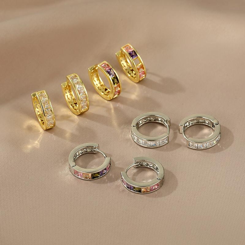 New Crystal Hoop Earrings With Bling Bling Cubic Zirconia Temperament Women Earrings High Quality  Color Trendy Jewelry