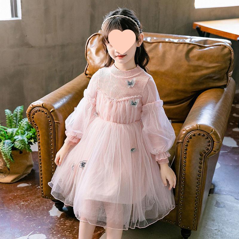 Frühling 2025 Mädchen Chinesischer Stil Puffärmel Mesh Prinzessinnenkleid