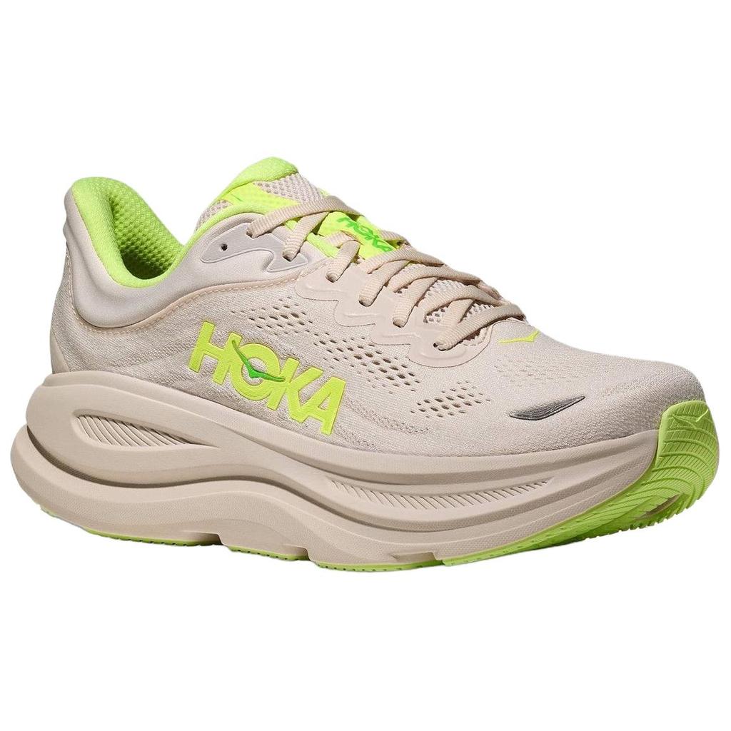 HOKA ONE ONE Bondi 9 Abrasion Resistant Breathable Support Rebound Casual Running Shoes Men's Beige Wide Fit 1162013-GYZ