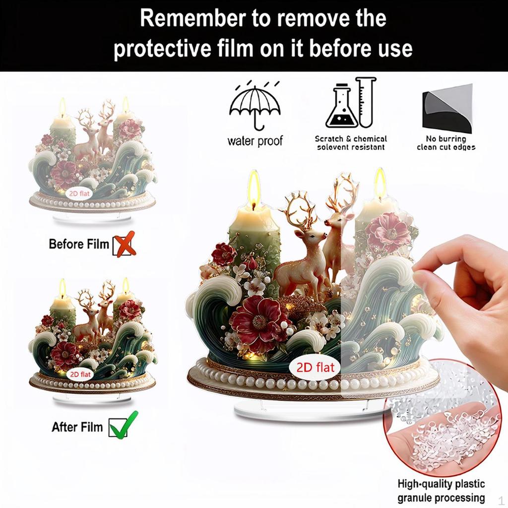 2D Weihnachtsseuche Acryl Ornament Kollektion Handwerk Kunstwerk Dekore für Mittelstück Bücherregal Schreibtisch