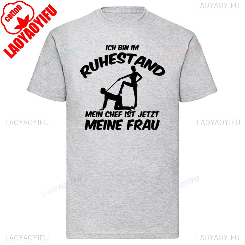 ICH BIN IM RUHESTAND MEIN CHEF IST JETZT MEINE FRAU Herrenbekleidung Grafik-T-Shirts Baumwoll-Oberteile Rundhals Kleidung Herren T-Shirt-Oberteile
