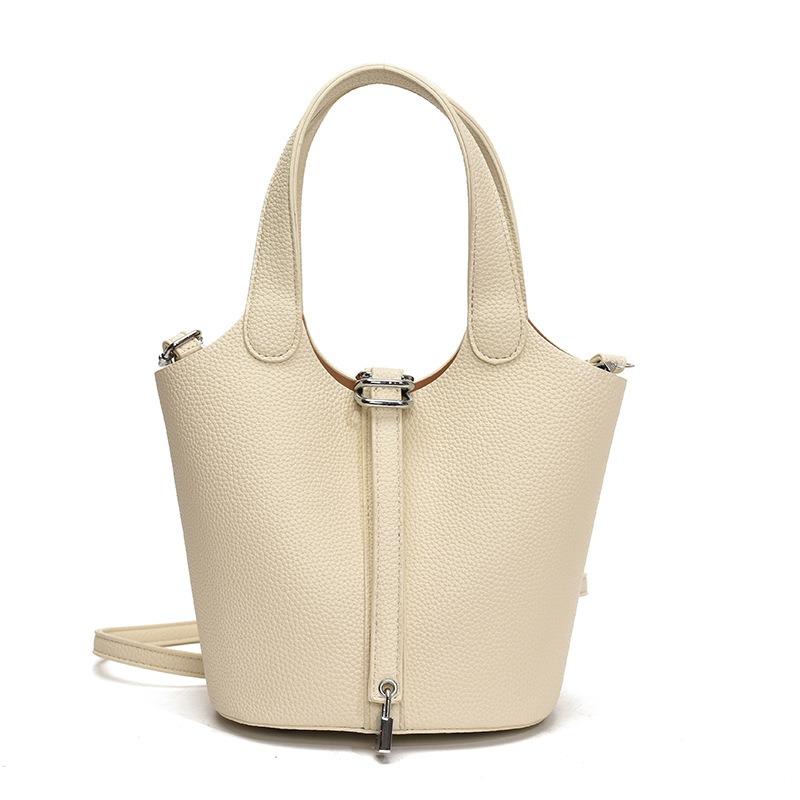 Bucket Bag Niche Design Vegetable Basket Bag Fashion Commuter Messenger Bag Texture Lychee Pattern Handbag