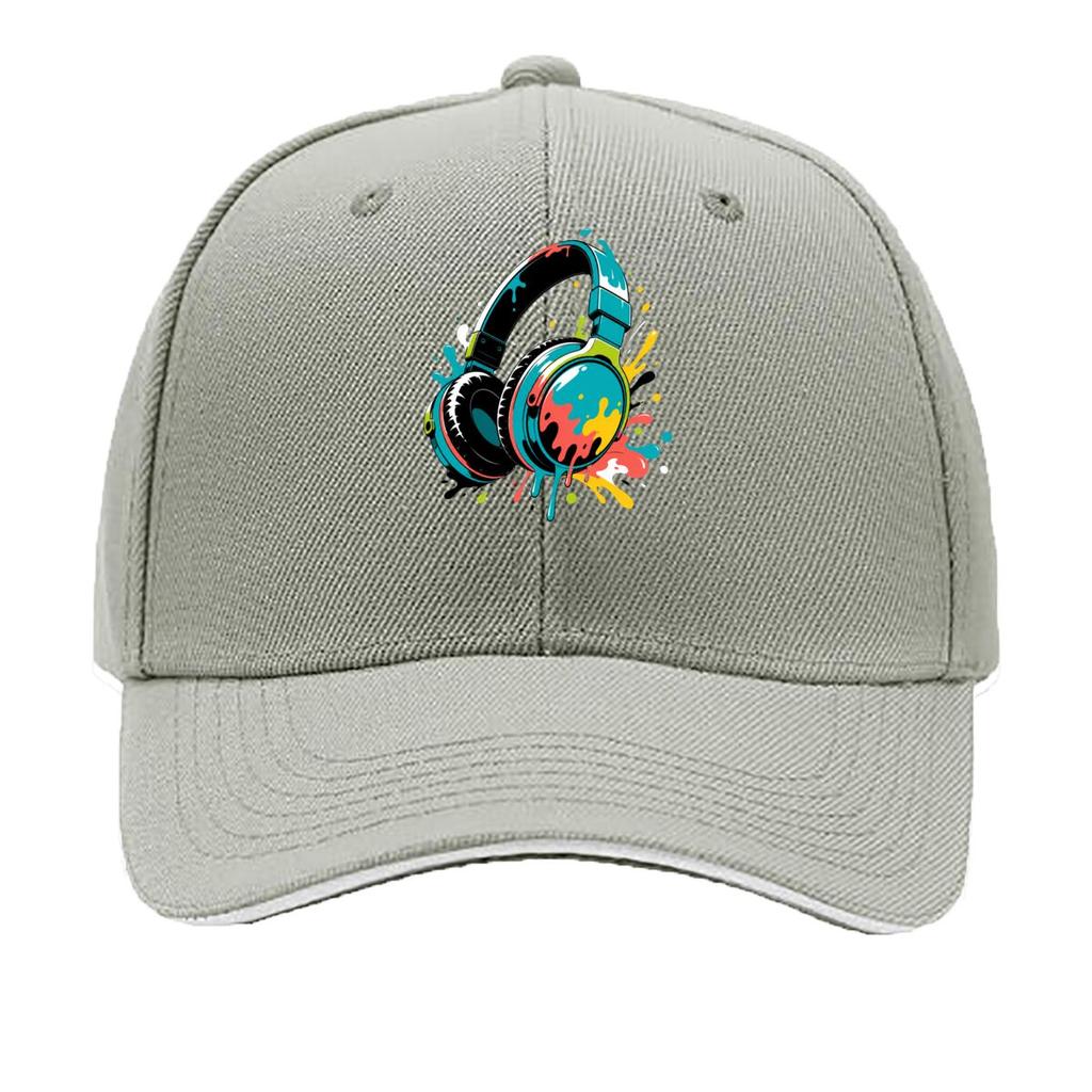 Abstract Neon Headphones Splash Artw Sandwich Baseball Cap Sun Cap Outdoor Workouts Hat