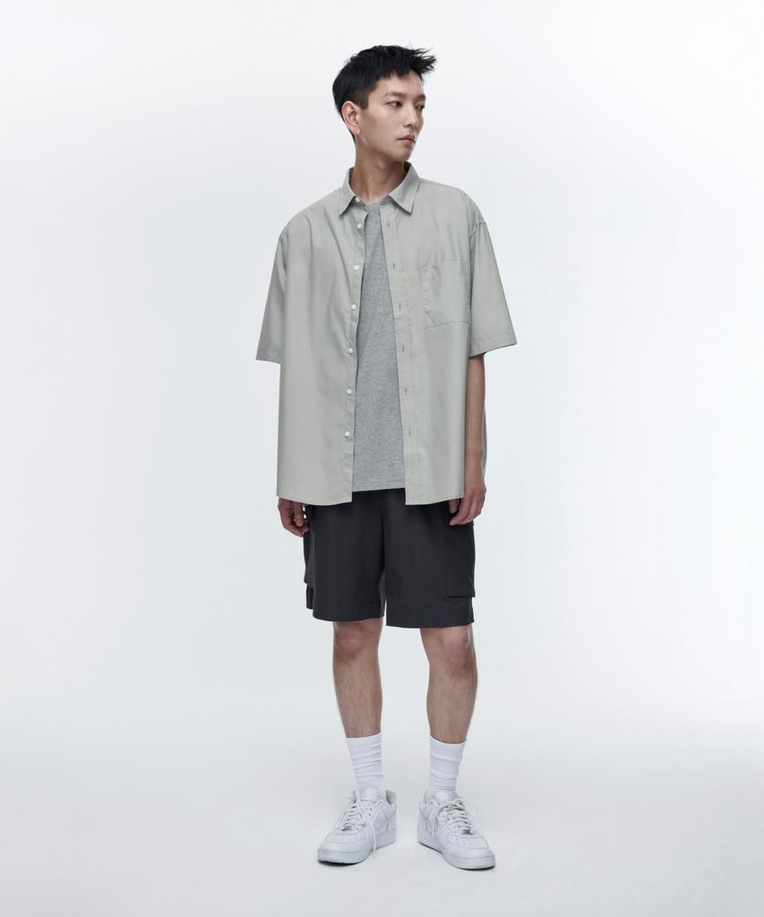 MUSINSA STANDARD Wide Banded Cargo Half Slacks [Gray]
