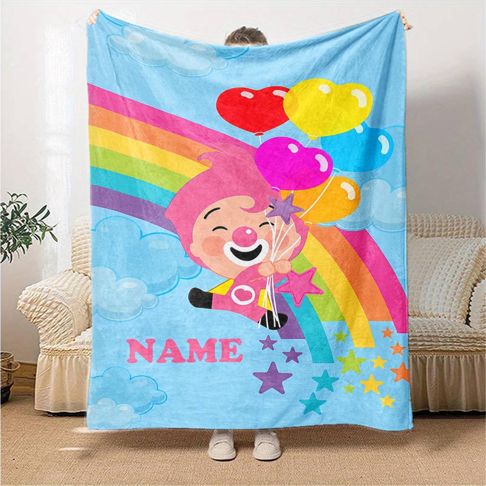 Coperta Stampata a Tema Plim Plim con Nome Personalizzabile - Perfetta per Divano, Letto, Viaggi e Uso Esterno | Lavabile in Lavatrice, Accogliente e Durevole.