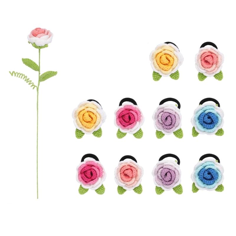Hair Ropes Crochet Starter Kits Lovely Hair Bands Knitting Set Flower Hairband Crochet Kits with Crochet Needle 1