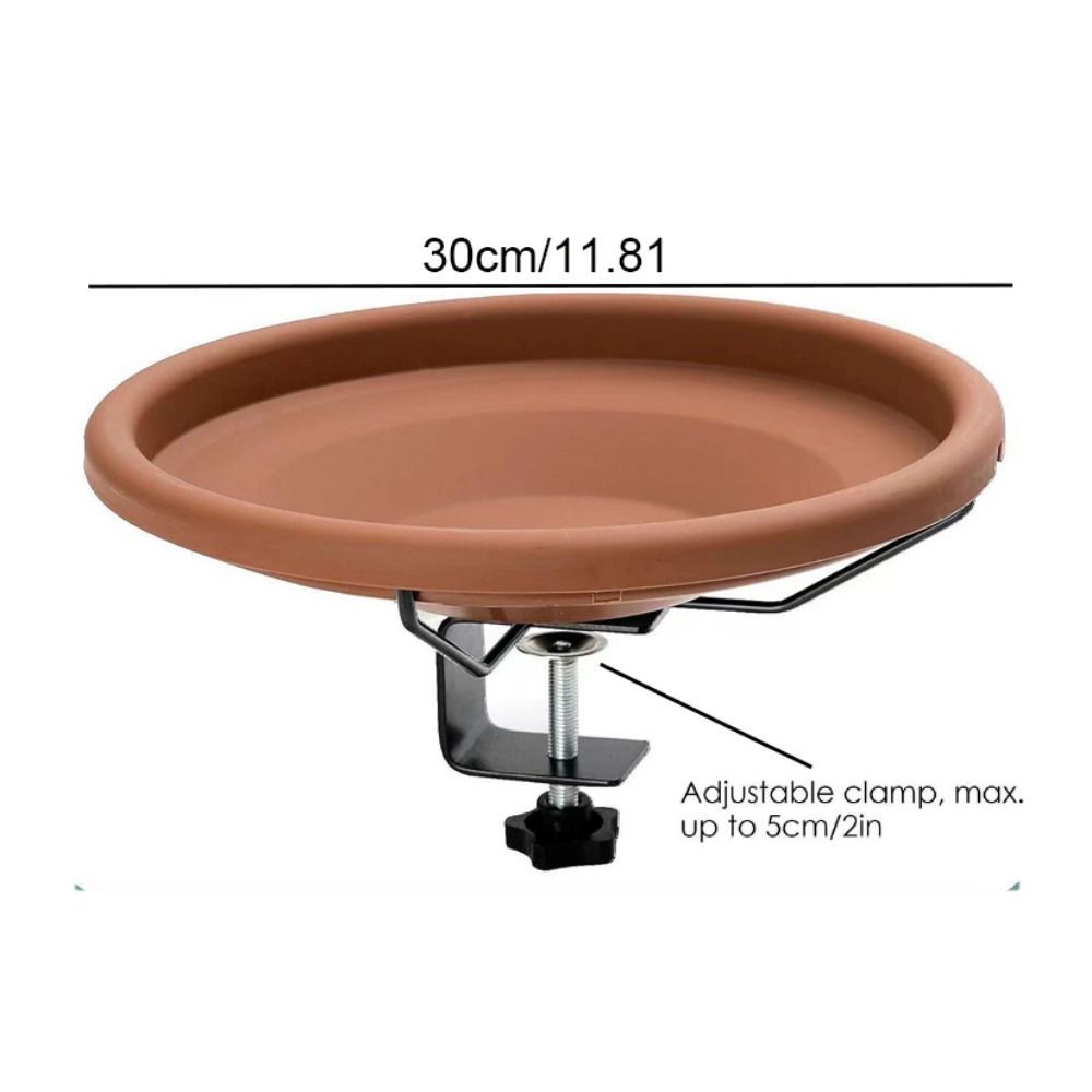 Practical Adjustable Deck Railing Bird Bath Removable Plastic Deck Mounted Bird Bath Brown Bird Bath Feeder for Garden