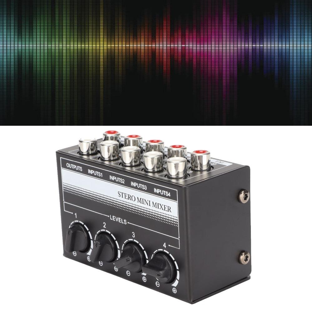 Separate Volume Knobs Stereo Mini Mixer Support 4 in 1 Out Stereo Splitte Recording Studio