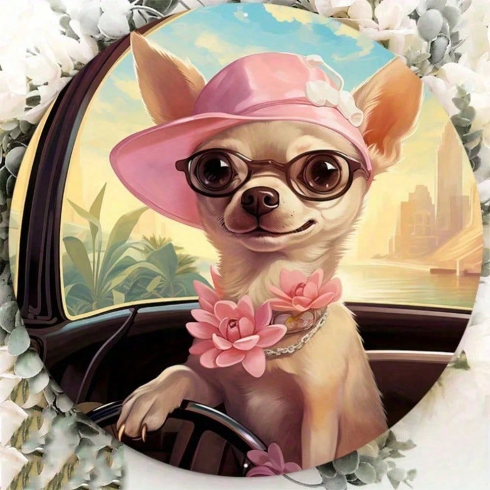 

Aluminum Dog Sign 8x8 Inch 2D Pet Wreath Plaque For Chihuahua Lovers Custom Pet Memorial Gift For Home Wall Decor Housewarming 20x20 різнокольоровий