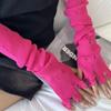 Hole Solid Color Long Mittens Harajuku Sweet Fingerless Gloves Fashion Knitted Warm Sleeves  Girls