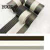 Decorative Masking Tape 3 Rolls Golden Foil Washi Tape, Retro Plaid Leaf Pattern Set Adhesive for DIY Crafts, Journal, Planner, Scrapbooking Supplies