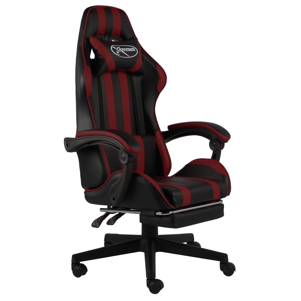 Gaming Chair with Footrest Black and Burgundy Artificial Leather